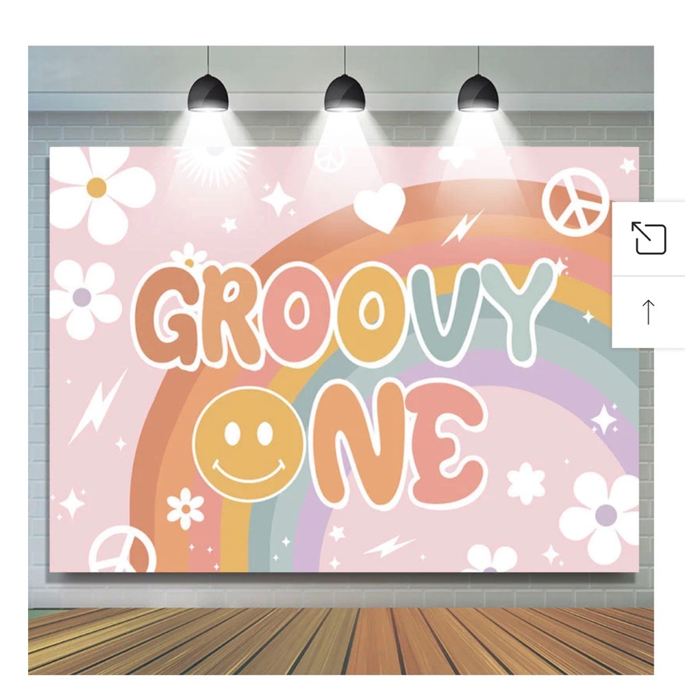 Vinyl Groovy One backdrop. 6ft by 4ft